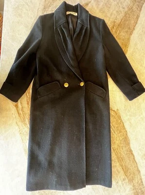 Donny Brook Black Long Wool Double Breasted Trench Coat XL - XXL Made In USA - Image 1 of 4