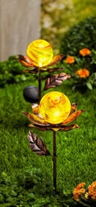 Enchufe Jardín Solar Flor Set de 2 Diseño Floral Cristal Aspecto Murano - Imagen 1 de 2