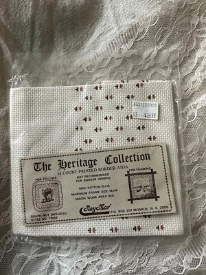 New The Heritage Collection 14 Count Printed Border Cross Stitch Fabric Cream - Image 1 of 4