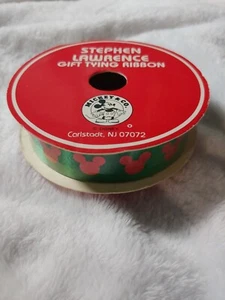 7/8 X 12' Roll Stephen Lawrence Mickey Mouse Red Green Christmas Ribbon Disney - Picture 1 of 3