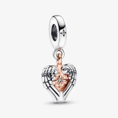 Charm Pandora Pendente ali d'angelo e Bussola 782359C01 Argento Zirconi Rosè - Immagine 1 di 2