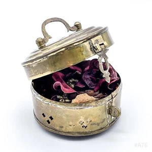 Vintage Brass Raumduftdose Potpourri Container Fragrance Tin Brass - 8x6cm - Picture 1 of 12