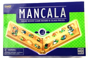 Mancala Folding Wood Game Board & Glass Pieces Fundex Family Game Classics Box - Picture 1 of 4