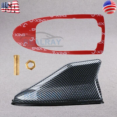 Car Carbon Fiber Shark Fin Roof Antenna Radio AM/FM Signal Aerial Accessories - Image 1 of 4