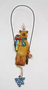 Tall Novelty Bear Salmon Fly Fishing Christmas Ornament 12" Tall - Picture 1 of 4