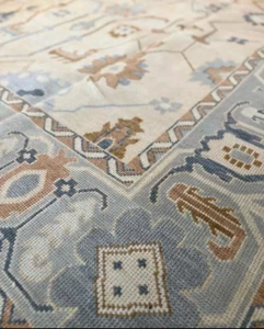 Beige with Muted Colours 8x10, 9x12, 10x14, 12x15 Oushak Rug Turkish Knots Carpe - Picture 1 of 3