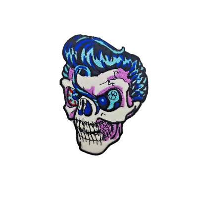 Skull Patch Rockabilly Clothing Heat Adhesive Iron Skull Patch Rock and Roll - Image 1 of 2