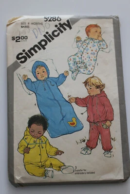 Baby Infant Bunting Coverall Pants Jacket Simplicity Sewing Pattern 5286 Sz 6 Mo - Image 1 of 4