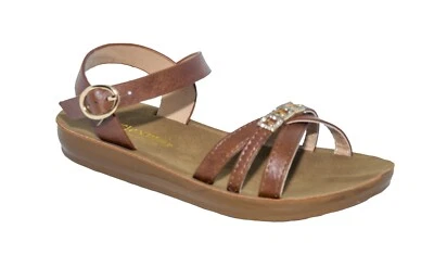 New Girls Kids Gladiator Strappy Flat Flip Flops Sandals Shoes Size 10-4 - Image 1 of 4