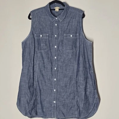 Camisa Duluth Trading Mujer XXL Azul Gama Libre Chambray Túnica Sin Mangas Jardín Foto 1 de 4