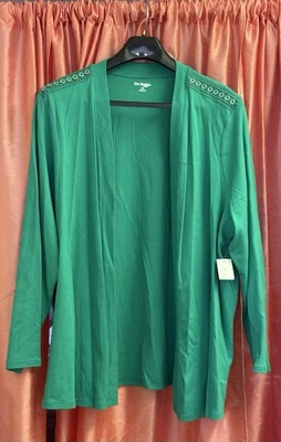Cárdigan Kim Rogers verde jade 2XL NUEVO CON ETIQUETAS 100 % algodón Foto 1 de 4