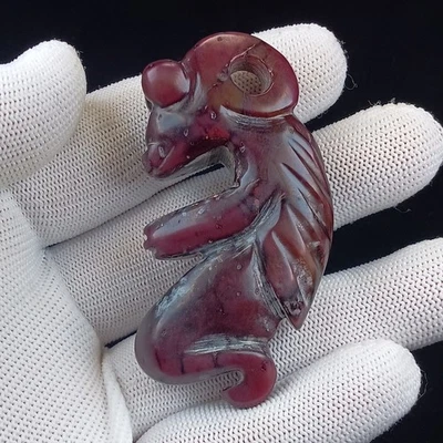 Excelente Stone Monkey Netsuke, tono rojo marrón, de Japón Foto 1 de 4