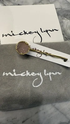 New With Tags Rare Fancy Mickey Lynn Hairpin Round Druzy Gold Color Wedding - Image 1 of 4