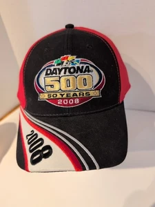 2008 50 Years Daytona 500 Black &  Red Adjustable Cap Hat NASCAR New with tag - Picture 1 of 14