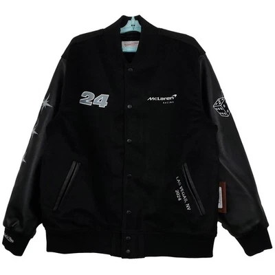 Chaqueta Universitaria Grande McLaren Racing Mitchell & Ness Logotipos Bordados Negra Nueva Con Etiquetas Foto 1 de 4