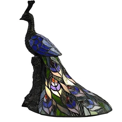 Lámpara de mesa Dale Tiffany TT21213 Galana azul pavo real bronce Foto 1 de 2
