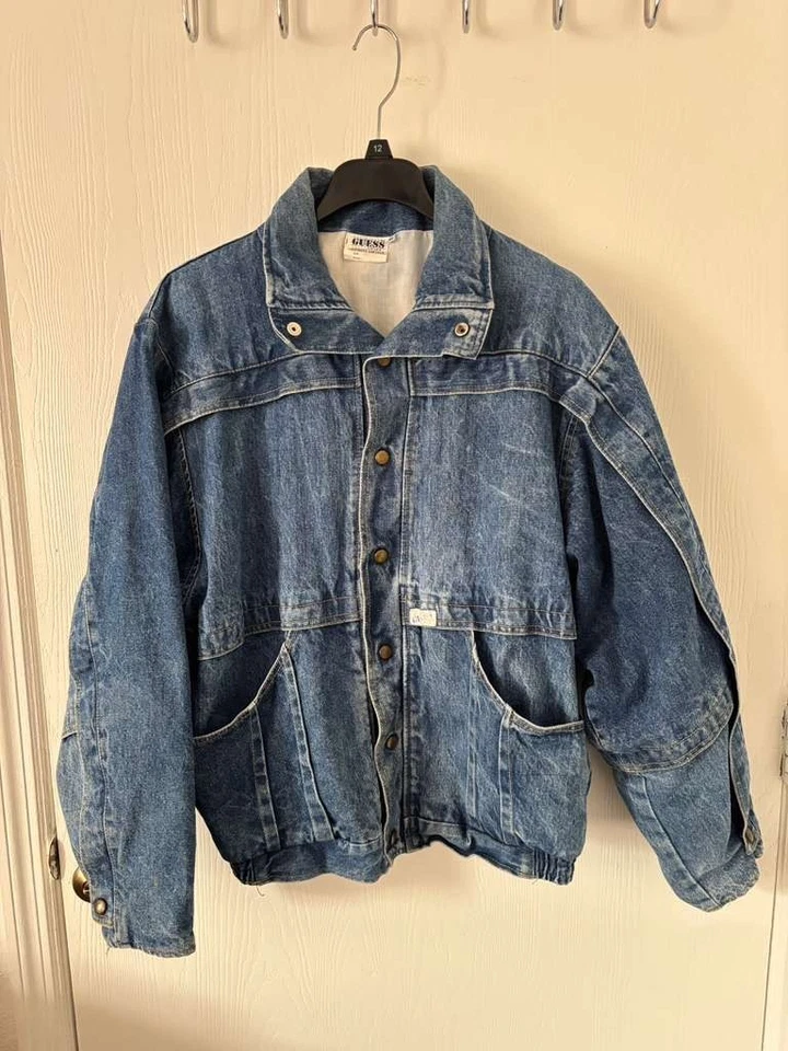 90s Trucker Heavy GUESS Denim Jacket Size M Men's Vintage - Image 1 of 4