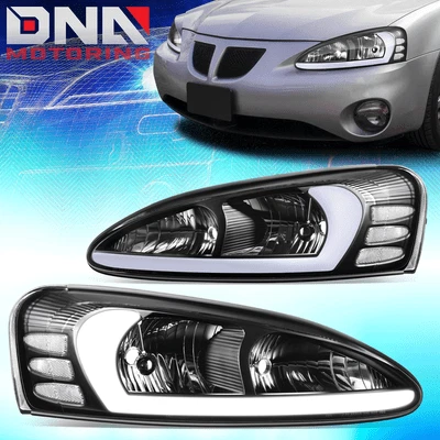 Для 2004-2008 Pontiac Grand Prix черный/прозрачный отражатель 3D светодиодные DRL фары - Изображение 1 из 4