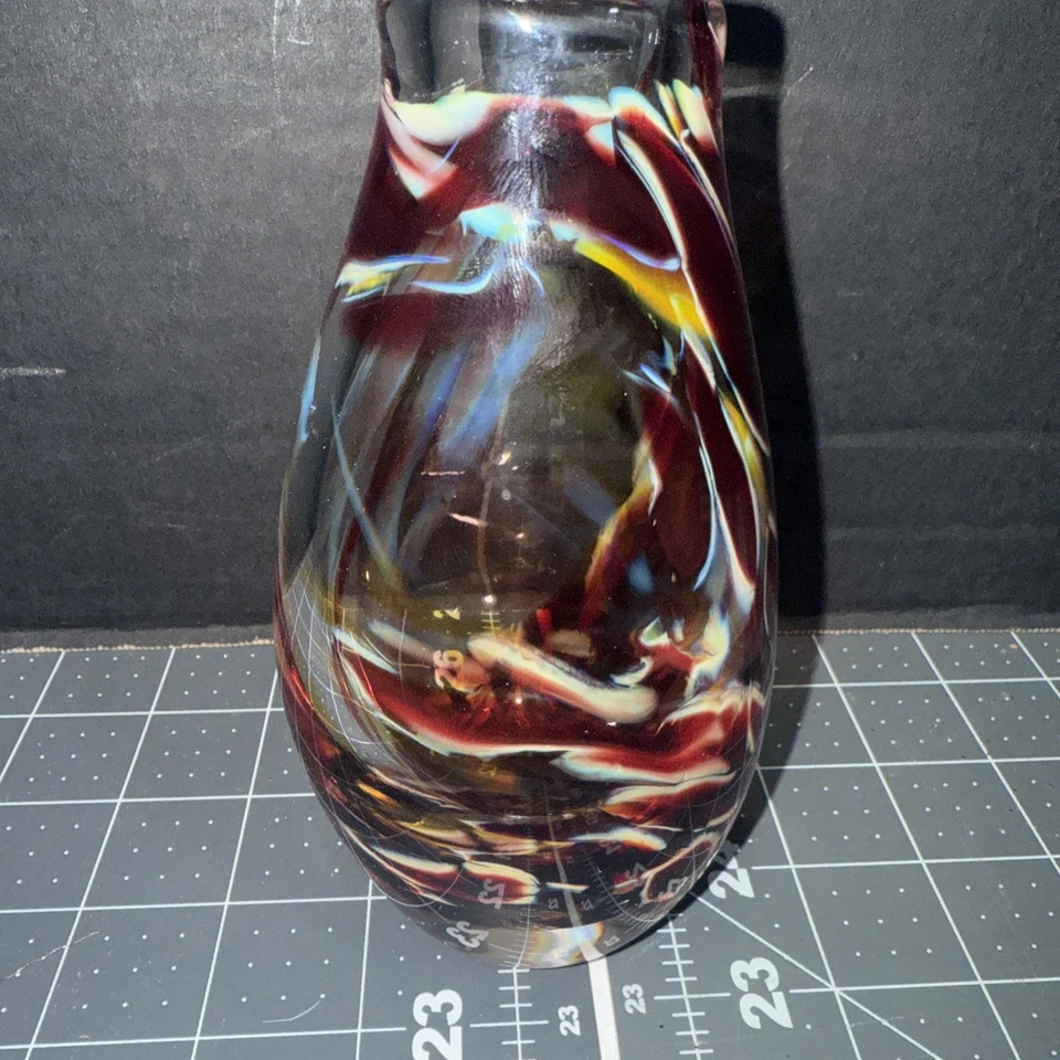 American Handblown Signed 6” Art Vase Flame Like - Image 1 of 4