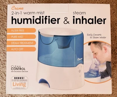 CRANE 2 IN 1 WARM MIST HUMIDIFIER And Steam Inhaler Relieve Coughs, Colds, Flu,  - Image 1 of 4
