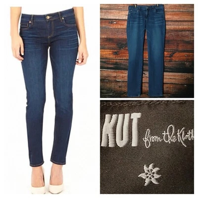 Jeans Kut From The Kloth Talla 10 Diana Ajustados Tiro Medio Azul Oscuro Denim Elástico Foto 1 de 4