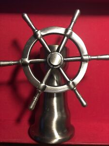 Vintage ~ 6 3/4" de haut ~ * BOUSSOLE DE ROUE LIVRAISON * ~ Ton argent brossé ~ NAUTIQUE ~ Casque ~ MER