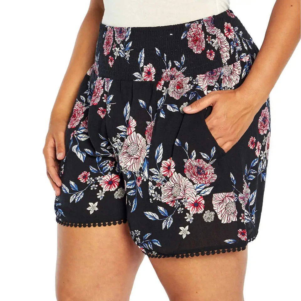 Pantalones cortos estampados con cintura ajustada Three Dots para dama Foto 1 de 1