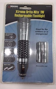 Wagan EL2596 Xtreme Brite-Nite Silver 1 Watt Rechargeable Flashlight 