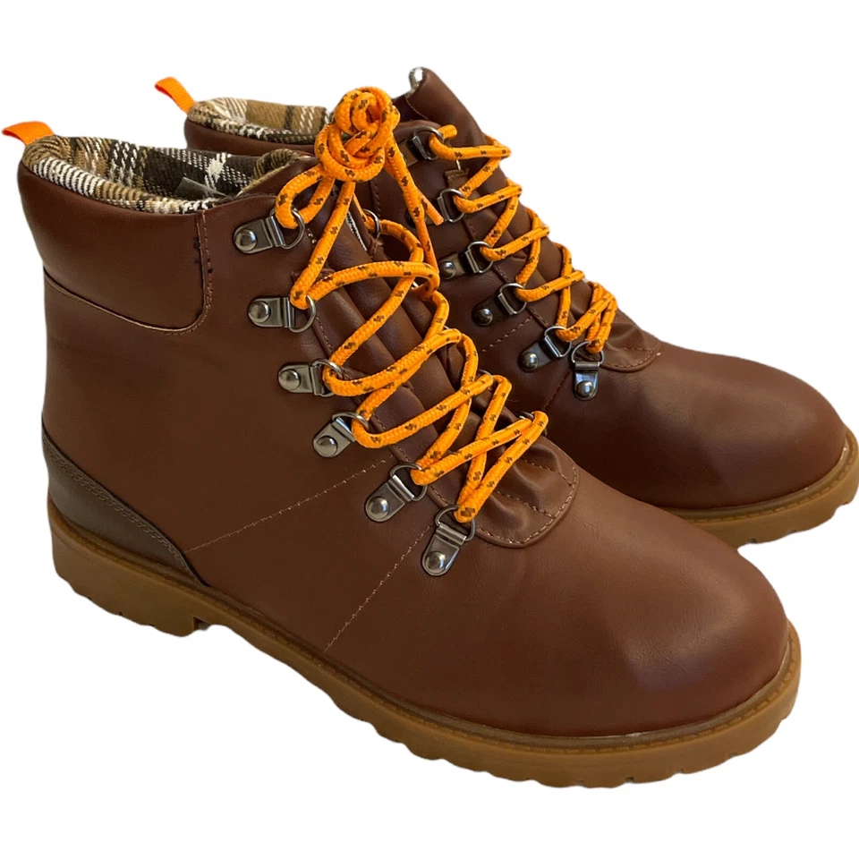 Big kid boots Size 1 PENGUIN Landon Cognac Cushioned footbe Faux leather upper.