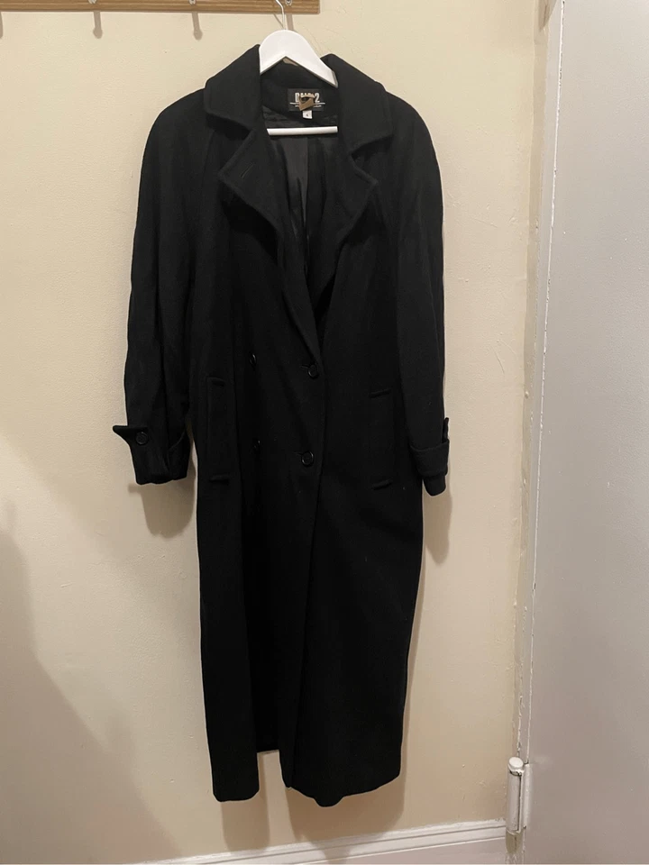 Vestido vintage Dale 2 para Harlan invierno negro sobre abrigo doble botonadura talla 6 Foto 1 de 4