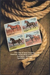 US 1985 AMERICAN HORSES FDC CEREMONY PROGRAM 2155-2158 - Picture 1 of 2