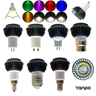 10W Dimmable COB LED Spotlight Bulb GU10 MR16 B22 220V 12V 24V Colorful Lamp RE - Image 1 of 4