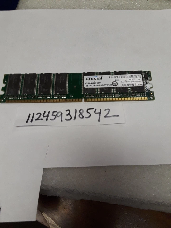 1GB DDR1 PC DDR1400 PC3200 400 400MHZ 184PIN 184 DIMM UNBUFFERED NON-ECC 64X8  - Image 1 of 1