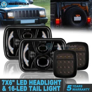 5X7" 7X6" LED Headlights + Brake Turn Tail Lights For Jeep Wrangler YJ 1987-1995 - Picture 1 of 12