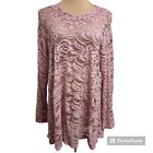SHU SHU 90's Womens Pink Lace See Through Loose Fit Long Sleeve Tunic top Size L