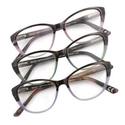 Design Optics by Foster Grant Cateye Plastic Reading Glasses, 3-PK, +2.00, Leyna - Image 1 of 4