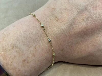 0.3 Carat Lab Created Diamond Bracelet Gold Plated 925 6.5” - 7.5” Inch - Image 1 of 4