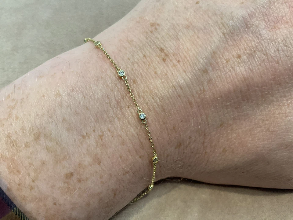 0.3 Carat Lab Created Diamond Bracelet Gold Plated 925 6.5” - 7.5” Inch - Image 1 of 4