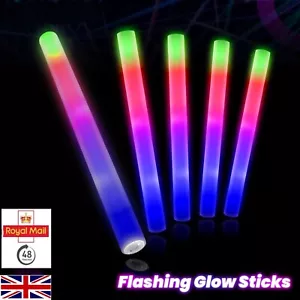 Light Up Foam Sticks DJ Flashing Cheer Glow Stick LED Wands Rave Batons Festival - Picture 1 of 18