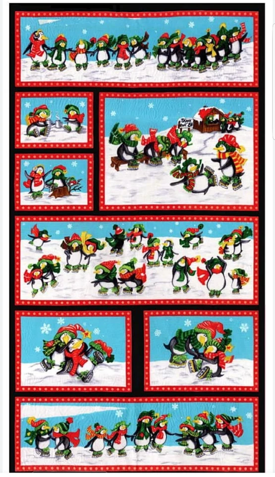 Penguin Pals Christmas Panel by Sara Khammash for Moda Fabrics Fabric 23" X 44" - Image 1 of 1