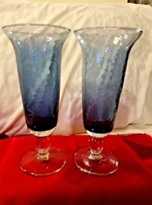 Juego de 2 vasos texturizados azules copas de té helado con vástago de bola transparente - Imagen 1 de 4