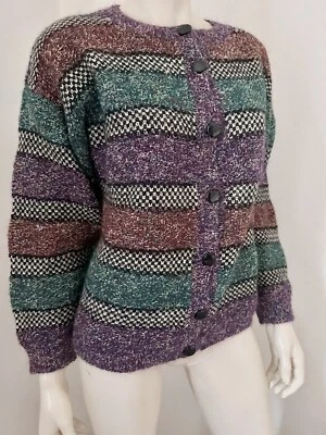 Missoni Filati Vintage Suéter Lana Tejido Cárdigan Zigzag Años 80 Mujer Talla L - Imagen 1 de 4