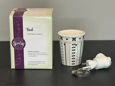 *RETIRED* NIB SCENTSY BUD Wax Warmer Black / White Striped Plug-in Nightlight - Image 1 of 4