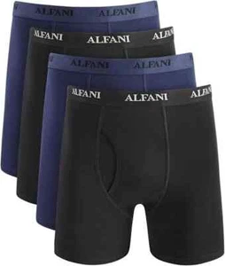 Alfani Mens 4 Pack Dot Solid Boxer Briefs, Navy/Black Combo, Small - Picture 1 of 1