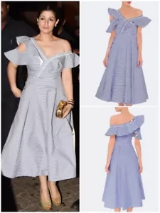 SELF-PORTRAIT Striped Shirting Frill Dress - UK 8/US 4 - Picture 1 of 12