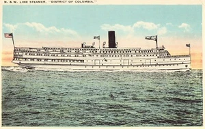 N. & W. Line Steamer "District of Columbia" 1925 Postcard - Picture 1 of 2