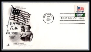 US FDC # 1338A 6c Flag over White House ArtCraft coil L.Cancel 1969, 9h353 - Picture 1 of 1