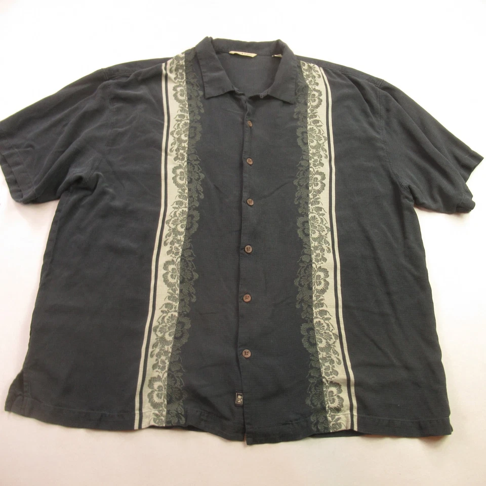 Tommy Bahama Shirt Mens 2XL Silk Short Sleeve Button Front Lightweight Black - Image 1 of 4