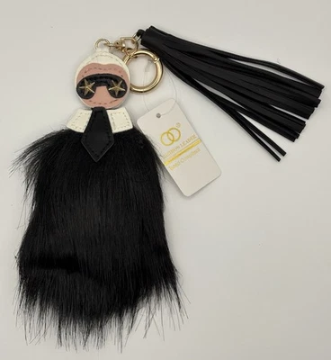 Moda Cartera Dije Llavero - Colgante Negro Imitación Piel con Borla - Nuevo Foto 1 de 2