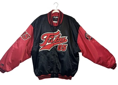 Vintage FUBU Jacket Mens 3XL Black Red 05 Varsity Bomber Satin Hip Hop 90s - Image 1 of 4